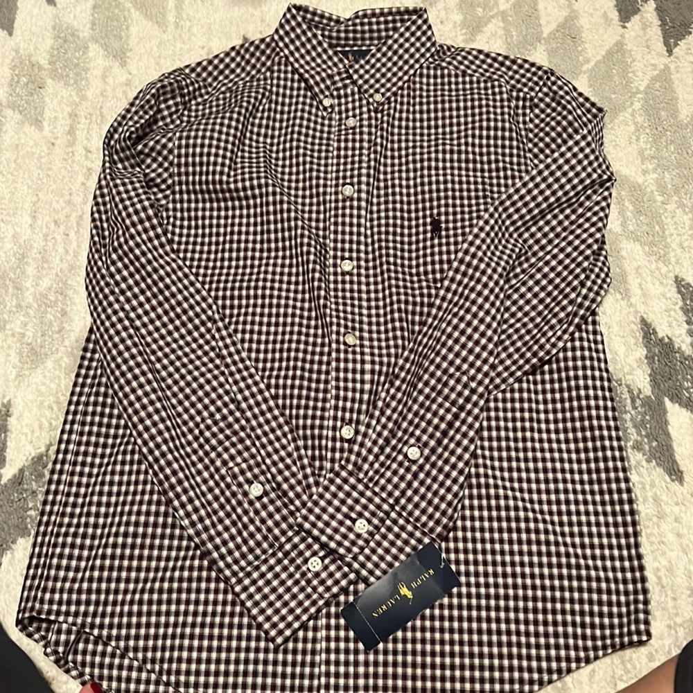 Ralph Lauren Black and White Checkered Button Down Shirt